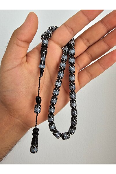 Zivazer Store Kapsül kesim 11*8 oltu Fransız bakalit üzeri gümüş işleme çeşmi bülbül sistemli tesbih