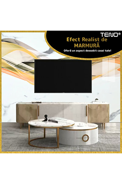 Teno Set 20x Tapet Marmura Premium 3D Teno®, suprafata acoperire 7.2 mp, 60x60 cm, alb/auriu