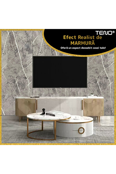Teno Set 30x Tapet Marmura Premium 3D Teno®, suprafata acoperire 5.4 mp, 30x60 cm, gri