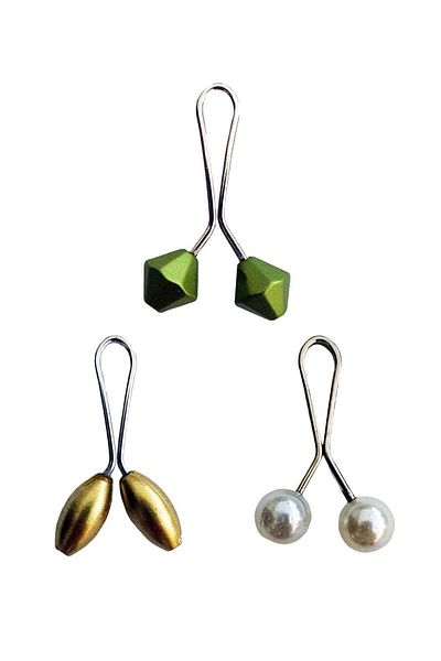 PRATİKOBA 3 Pieces Hijab Scarf and Shawl Clip Yellow Pearl White Green