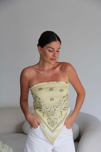 Julidress Patterned Tie Back Satin Crop Blouse