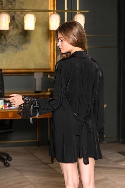 Modestia Gallipoli 11390 Mini Size Morning Gown - Black - XXL