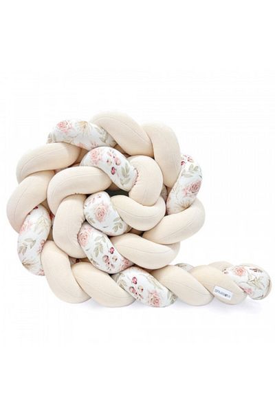 Sparrow Braided cot bumper, made of velvety cotton, Sparrow, Velvet Almond Flowers, 340 cm