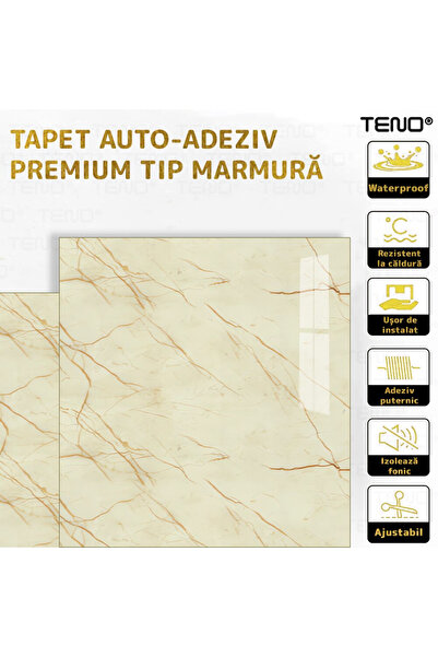 Teno Set of 10x Premium 3D Teno® Marble Wallpaper, coverage area 3.6 sq m, 60x60 cm, ocher