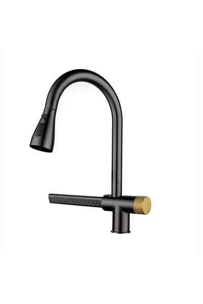 Alessandro DESIGN Kitchen Faucet with Extractable Shower Matte Black Stainless Steel with Waterfall Function YB 1500 H