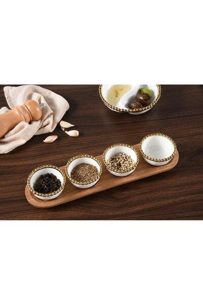 B&L Decor مجموعة ترفيه سيينا الأبيض والذهبي - 5 قطع