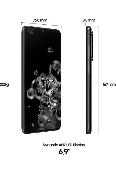 Samsung Galaxy S20 Ultra 5G - Factory Unlocked, Cosmic Black, 12GB RAM, 128GB Storage (Renewed)