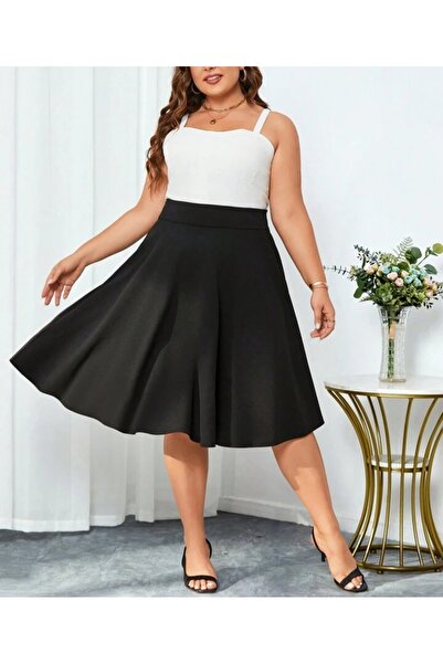 MAROVOAY Fusta evazată din lycra de mărime mare midi