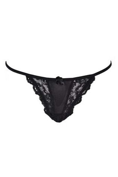 Silver Star Black Lace String Panties with Thin Elastic for Women ONE SIZE 97-102CM