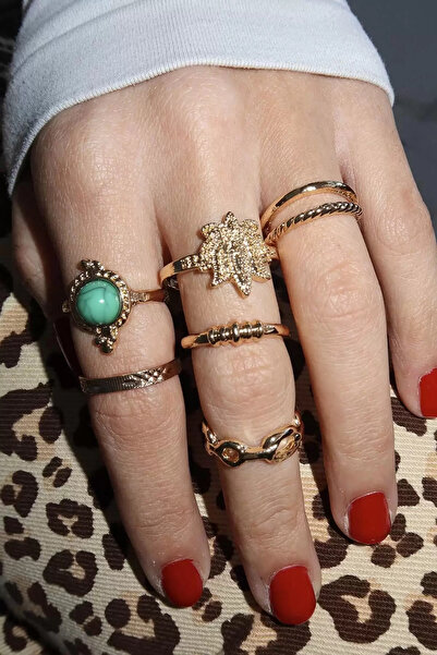 Mutenaura Set of 6 Gold Color Adjustable Rings