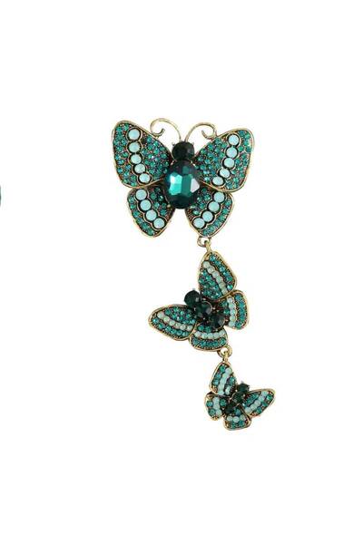 ESJ Kristal Taş Kelebek Ailesi Kadın Broş Ebat: 12,2*5,2 cm 31,6 gr