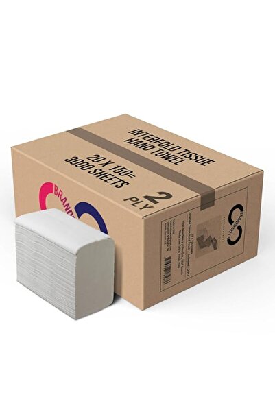 Generic Brandsfinity Interfold 2-Ply Tissue Hand Towels - 3000 Embossed Sheets, 20 * 150 Soft and Highly Ab