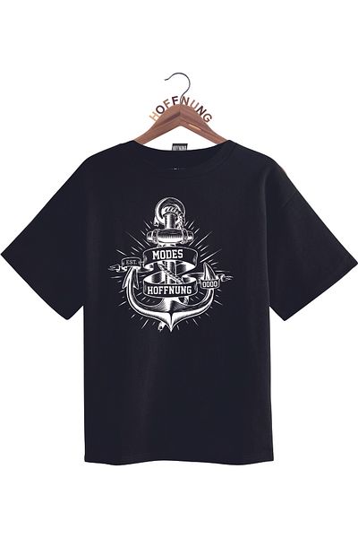 HOFFNUNG Unisex Men/Women Crew Neck Anchor and Compass Oversize T-Shirt