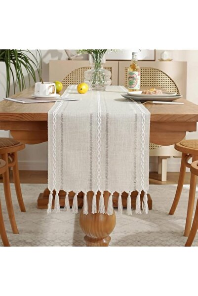 Generic مفرش طاولة Joyzzz، مقاس 13 × 72 بوصة، مفرش طاولة من الكتان على طراز ا...