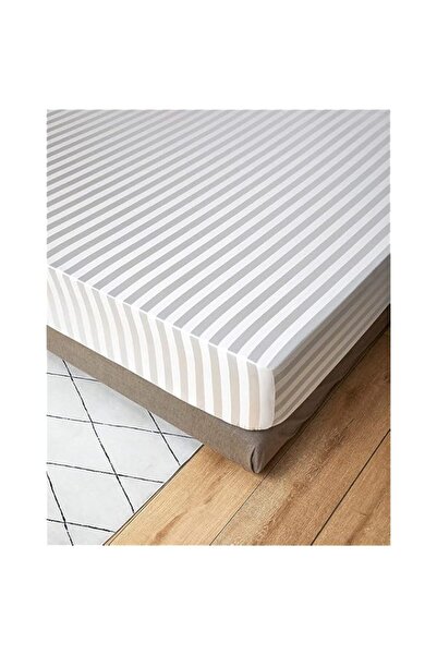 Generic Hotel Linen Klub Stripe Fitted Sheet - 120 GSM Polyester Satin in Whi...