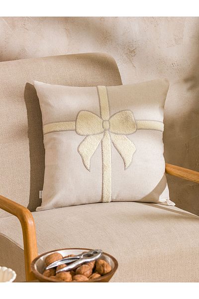 LC Waikiki Quality Parts from Celebi Store |   Beige Bow Printed Throw Pillow Case 45X45 cm
