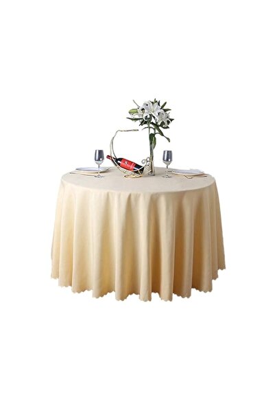 Generic JJYY Tablecloth Round Table Cover Polyester Solid Wedding Banquet Tab...