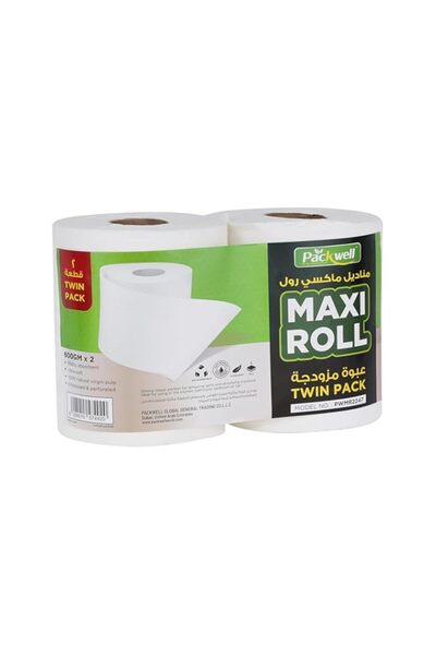 Generic Packwell Maxi roll Twin pack roll 2pcs combo 2 ply 800 sheet (400x2) 1.2 kg kitchen towel multi pur