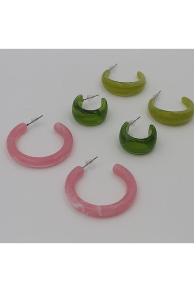 Retrovy Store Pastel Marble 3-Piece Hoop Earring Set