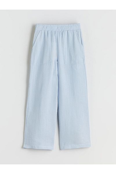 LC Waikiki Alegări strălucitoare din magazinul Shining |   Pantaloni de fetiță din muselină cu talie elastică albastră