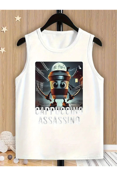 haha Boy's Cappuccino Assassino Zero Sleeve T-Shirt