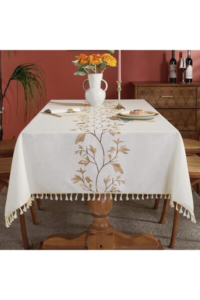 Generic SZYYQ Cotton Linen Table Cloth for Dining Table Farmhouse Kitchen Rec...
