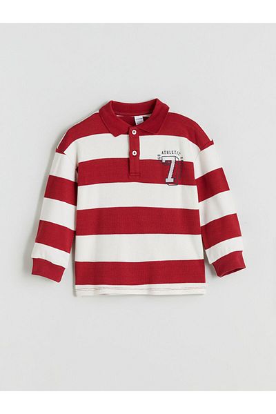 LC Waikiki Quality Parts from Celebi Store |   Red Polo Neck Striped Boy's Sweatshirt