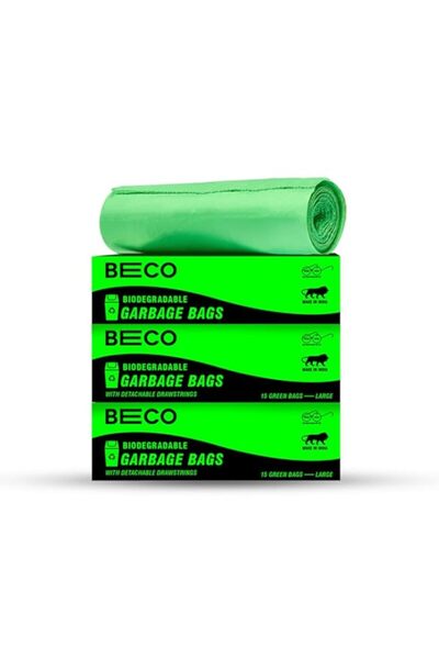 Generic Beco Eco-Friendly Garbage Bags for Dustbin | 45 Pcs | Large 24 X 32 Inches | Pack of 3 | Green | Du
