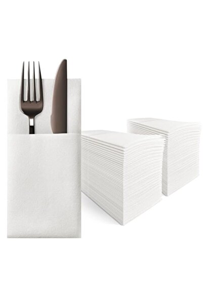 Generic مناديل عشاء ورقية بيضاء من بيج ثري، مناديل جيب للاستخدام مرة واحدة، ج...