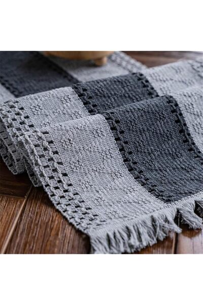 Generic Alynsehom Macrame Table Runner Grey Boho Table Runners with Tassels H...