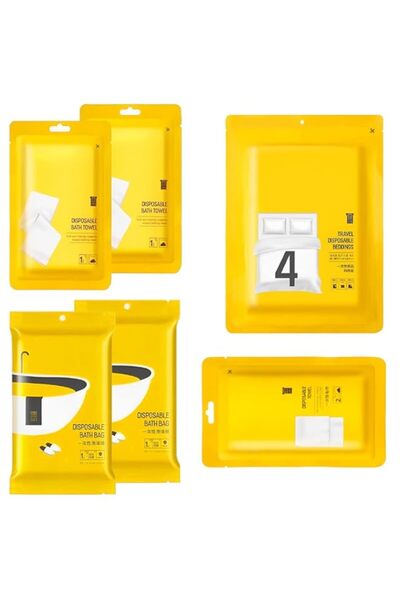 Generic مجموعة أغطية سرير أساسية للسفر للاستخدام مرة واحدة، مكونة من 6 قطع، م...