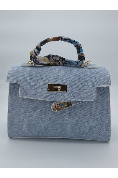 Silblack Women's Hand and Shoulder Bag with Key Lock Leather Shoulder Strap with Shawl Detail – Denim, Black, Crocodile Black, Beige