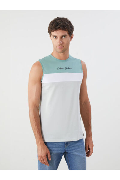 LC Waikiki RMZ GİYİM FARKIYA تي شيرت رجالي بدون أكمام بياقة روبا ملونة