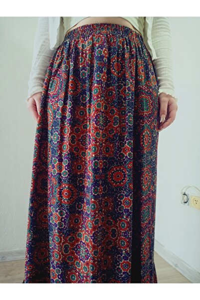 hoaryage Elastic, Single Layer Ruffle at the Bottom Viscose Press Fabric Skirt 100% Cotton36-44Size