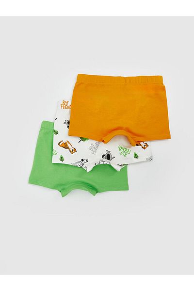 LC Waikiki Quality Parts from Celebi Store |   Ecru Printed Combed Cotton Boy's Boxer 3-Piece