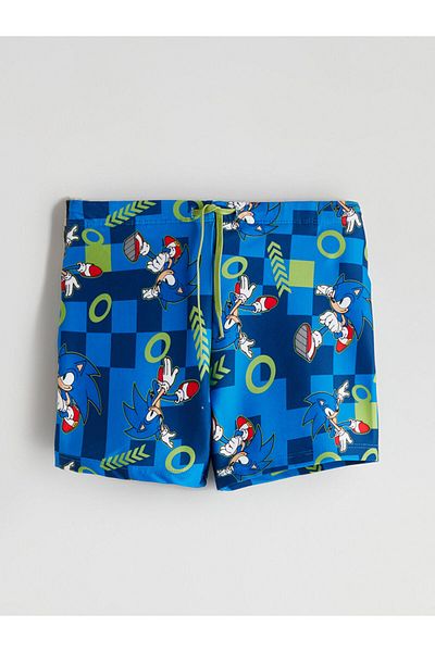 LC Waikiki Sparkling Selections from Shining Store |   Blue Sonic Printed Boy's Boxer Swimsuit