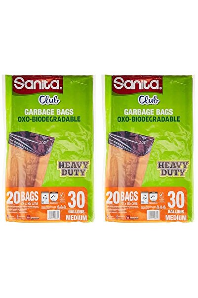 Generic أكياس قمامة سانيتا كلوب متوسطة الحجم قابلة للتحلل الحيوي، لون أسود، ع...