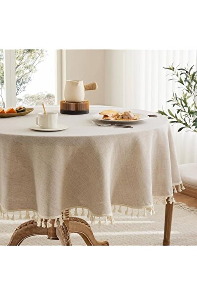 Generic SLEEPHEAD®Round Tablecloth 60 Inch, Cotton Linen Table Cloths with Ta...