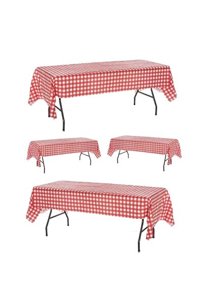 Generic Oojami Pack of 4 Plastic Red and White Checkered Tablecloths - 4 Pack...