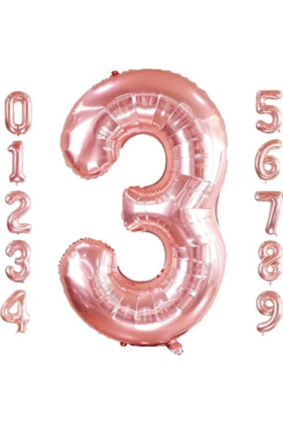 Işıltı Balon Dükkanı 3 Years Old Rose Gold Foil Balloon 34 Inch (76-82 cm)