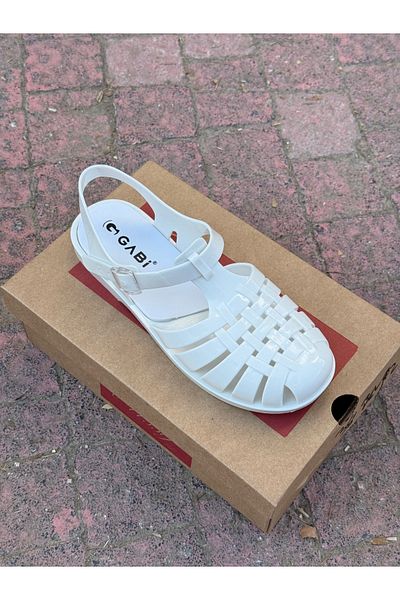 ÇOCUKÇA MODA Jelly White Transparent Comfortable Sole Supported Sandals