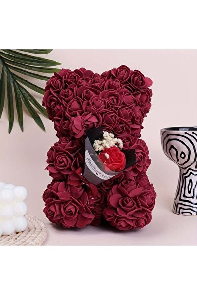 velve Ursulet floral din trandafiri spuma si buchet decorat manual, cu mesaj,...