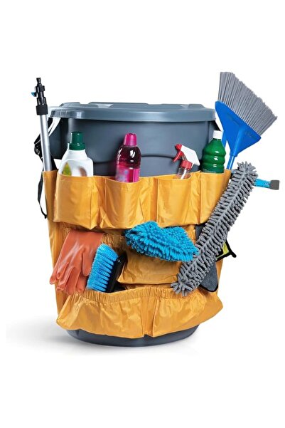 Generic THE WHITE SHOP Yellow Trash Can Caddy Bags For Garbage Bins | Fits 32-55 Gallon Can | Heavy Duty Vi