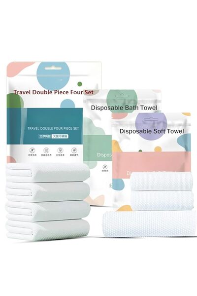 Generic طقم مفروشات سفر من أزوني، 7 قطع، غطاء لحاف/لحاف للاستخدام مرة واحدة، ...