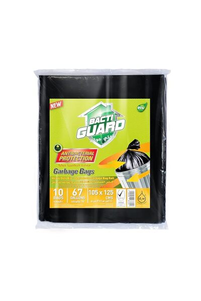 Generic Bacti Guard Garbage Bag Black Flat 105 x 125 Cm, 67 Gallon, 20 x 10 pcs, GI46000010