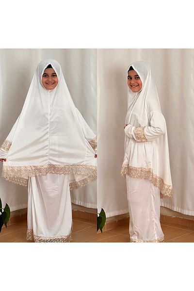 manevi hediye White Children's Prayer Dress