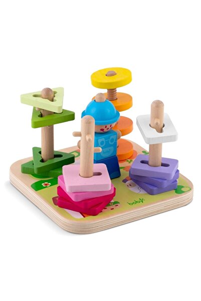 Ricokids Jucarie de sortare pentru copii, din lemn, 16 blocuri de sortare, 5 ...