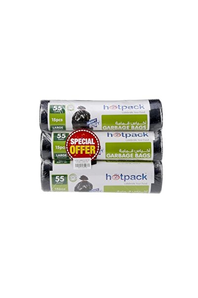 Generic لفافات أكياس القمامة شديدة التحمل من هوت باك، 15 كيسًا، 80×110 سم، عب...