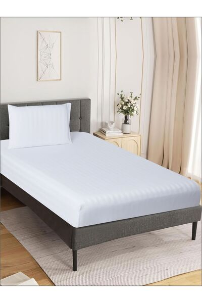 Donetella طقم ملاءات سرير مخططة مقاس 120×200 سم، مزدوج - ملاءة سرير واحدة + غطاء وسادة واحد، جيب عميق 30 سم