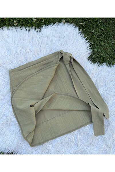 DUSOHOME Yandan Tie-Up Lined City Size Linen Skirt